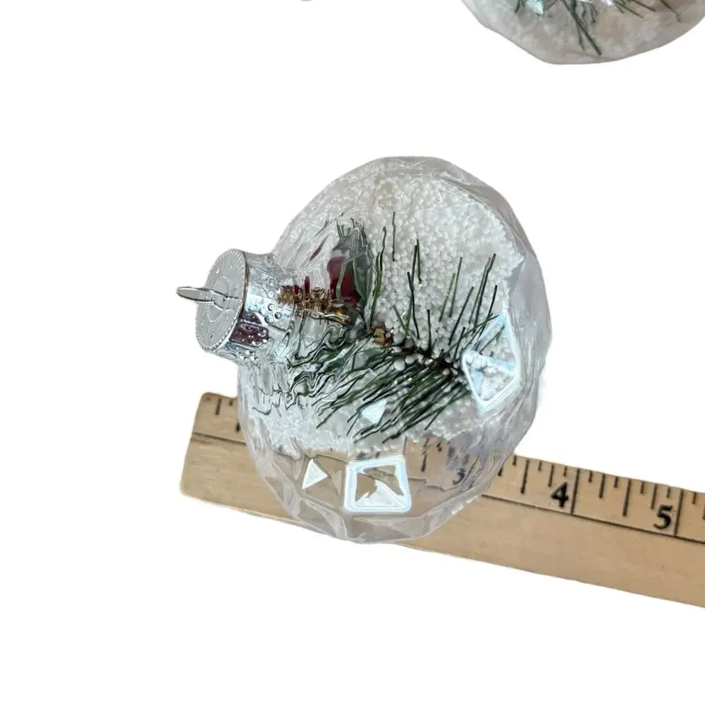 8- 3.5” Plastic Clear Teardrop Christmas Tree ornaments Berries Pine Snow Decor‎